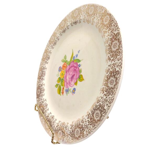 Vintage American Limoges Sebring PRIMERCO 12” Serving Platter Ohio USA 22K Gold - Picture 3 of 10